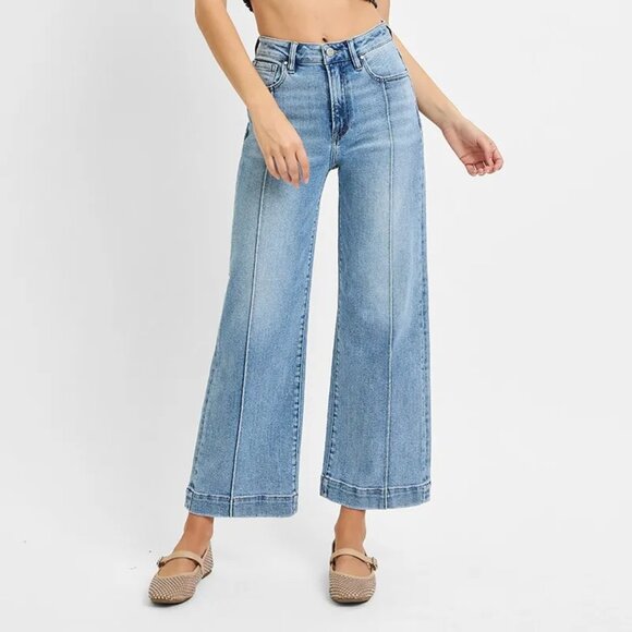 ✨NWT RISEN Full Size High Rise Crop Wide Leg Jeans Plus Size - Picture 1 of 7